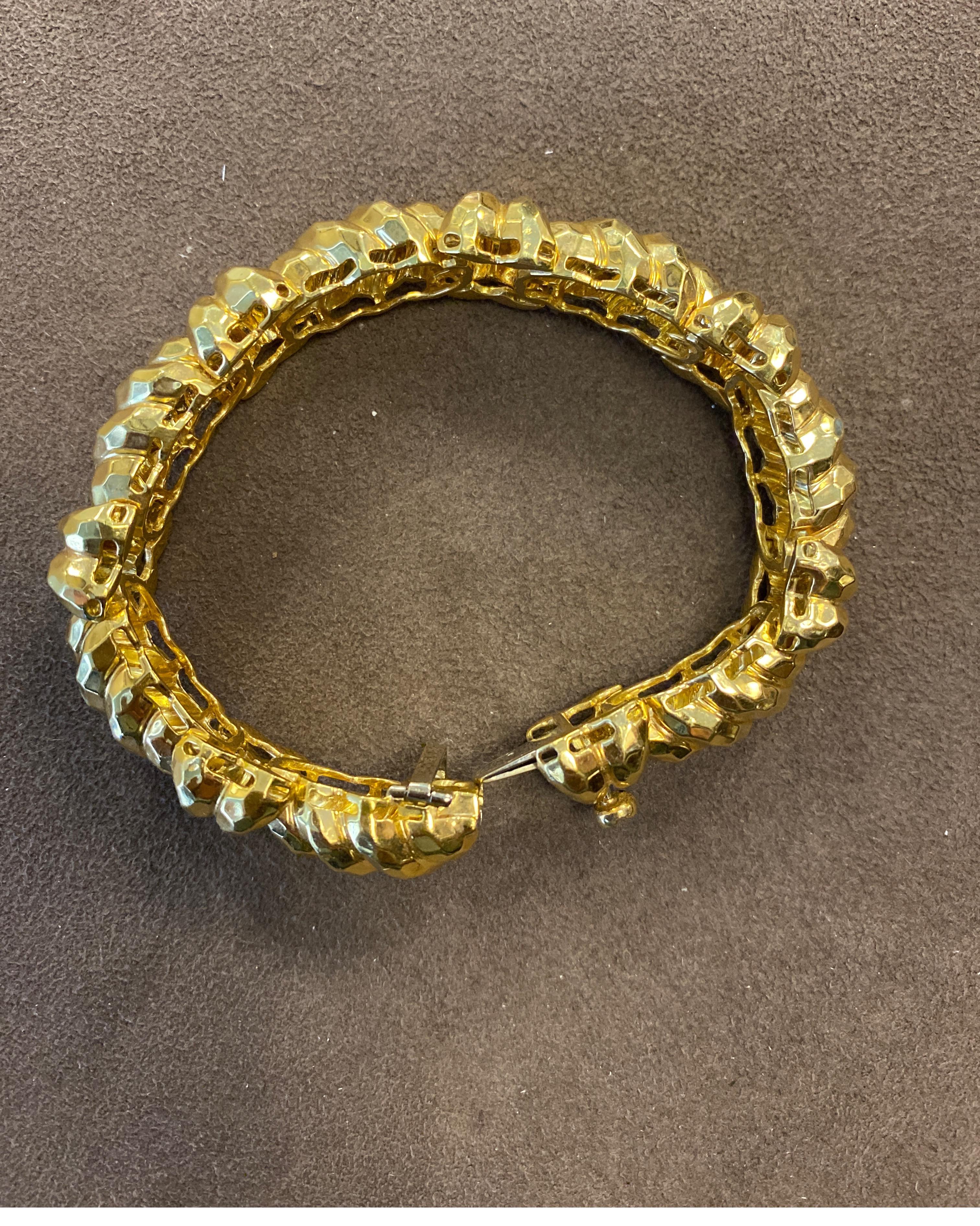 Contemporary Henry Dunay 18 Karat Yellow Gold Faceted Finish Bracelet For Sale