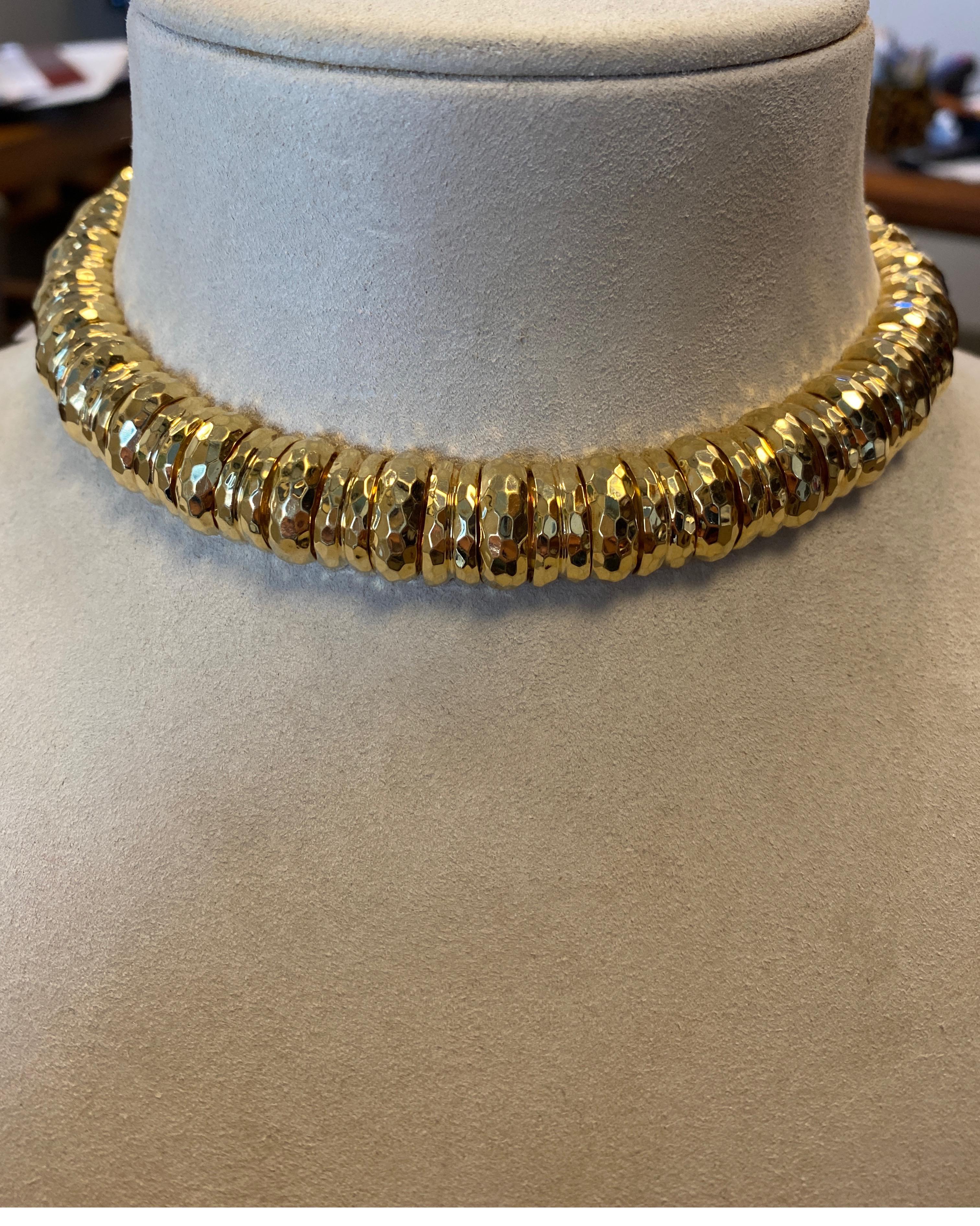 Women's Henry Dunay 18 Karat Yellow Gold Faceted Necklace For Sale