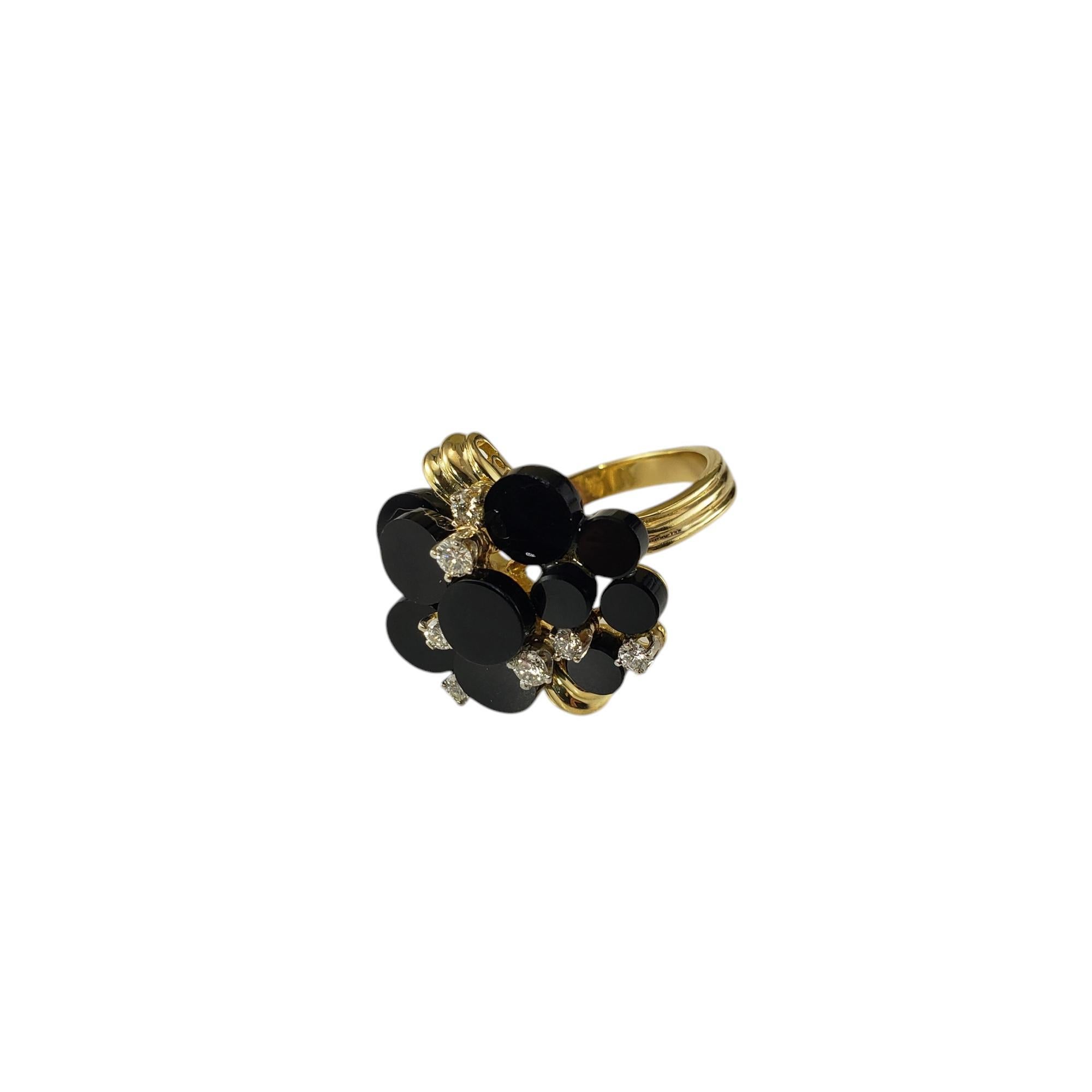 Contemporary Henry Dunay 18K Yellow Gold Onyx and Diamond Ring Size 7.25 #20014