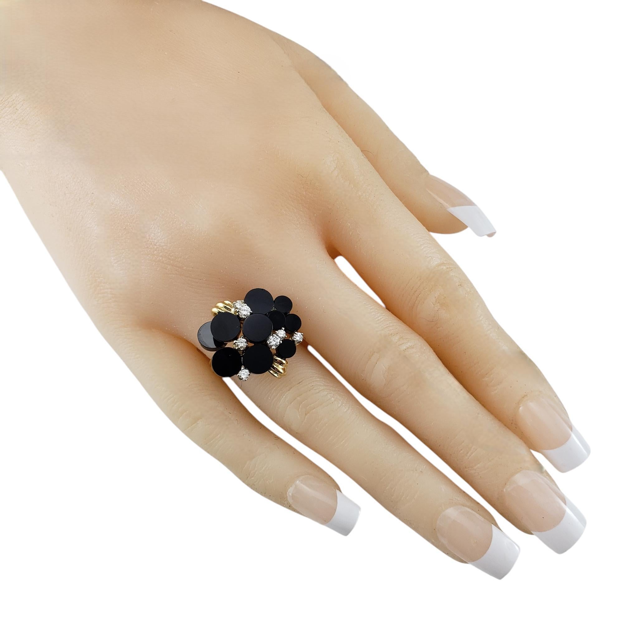 Henry Dunay 18K Yellow Gold Onyx and Diamond Ring Size 7.25 #20014 1