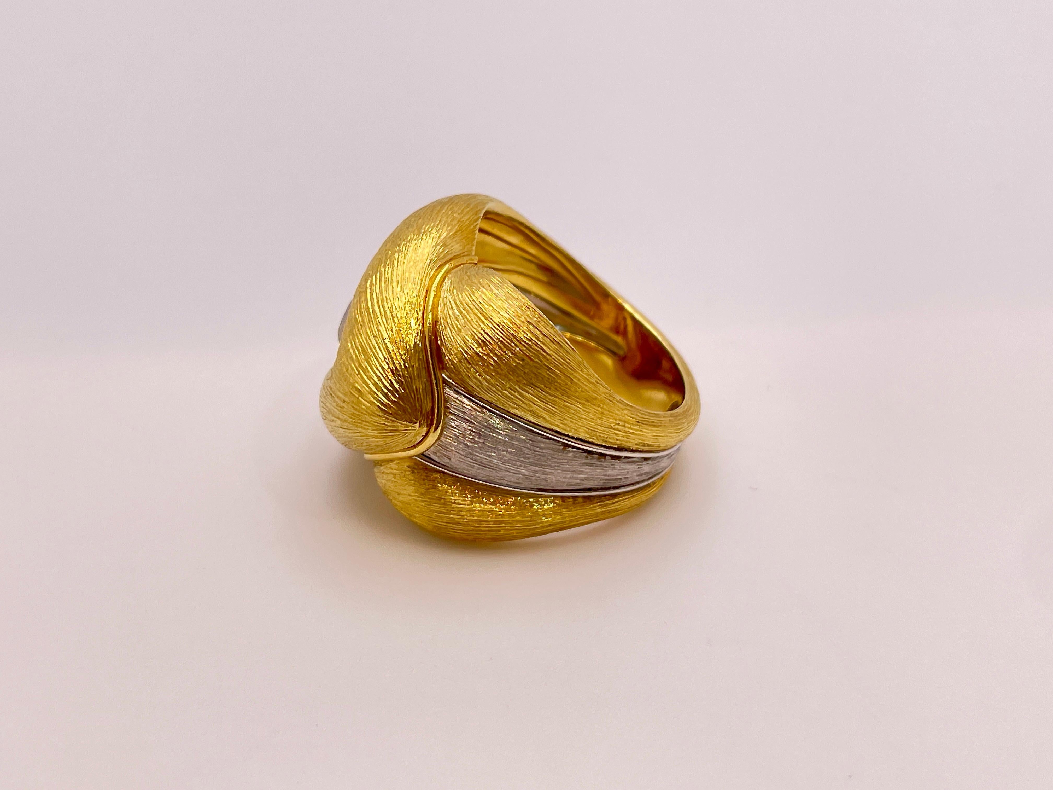 Henry Dunay 18K Yellow Gold Platinum Textured Ring For Sale 8