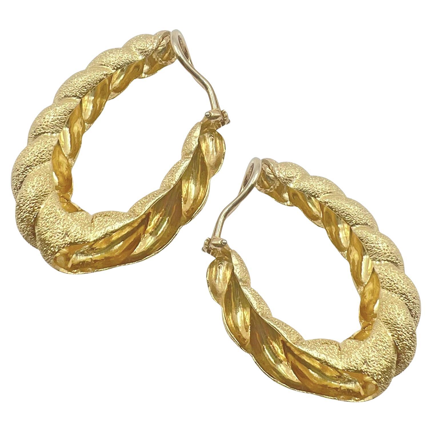Women's Henry Dunay 18k Yellow Gold Rope-Twist Hoop Earrings For Sale