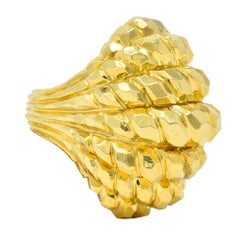 Henry Dunay 1970s 18 Karat Yellow Gold Faceted Vintage Dome Ring