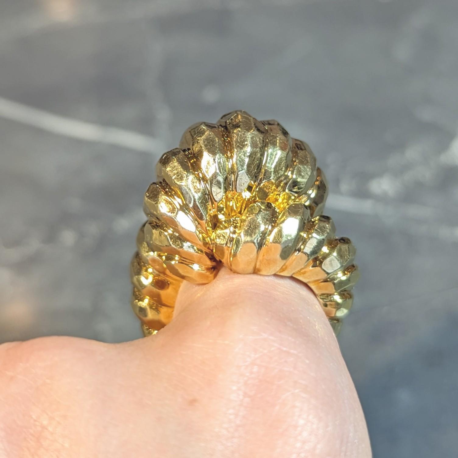 Henry Dunay 1970's 18 Karat Yellow Gold Hammered Knot Vintage Dome Ring 8