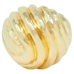Henry Dunay 1970's 18 Karat Yellow Gold Vintage Hammered Swirl Ring