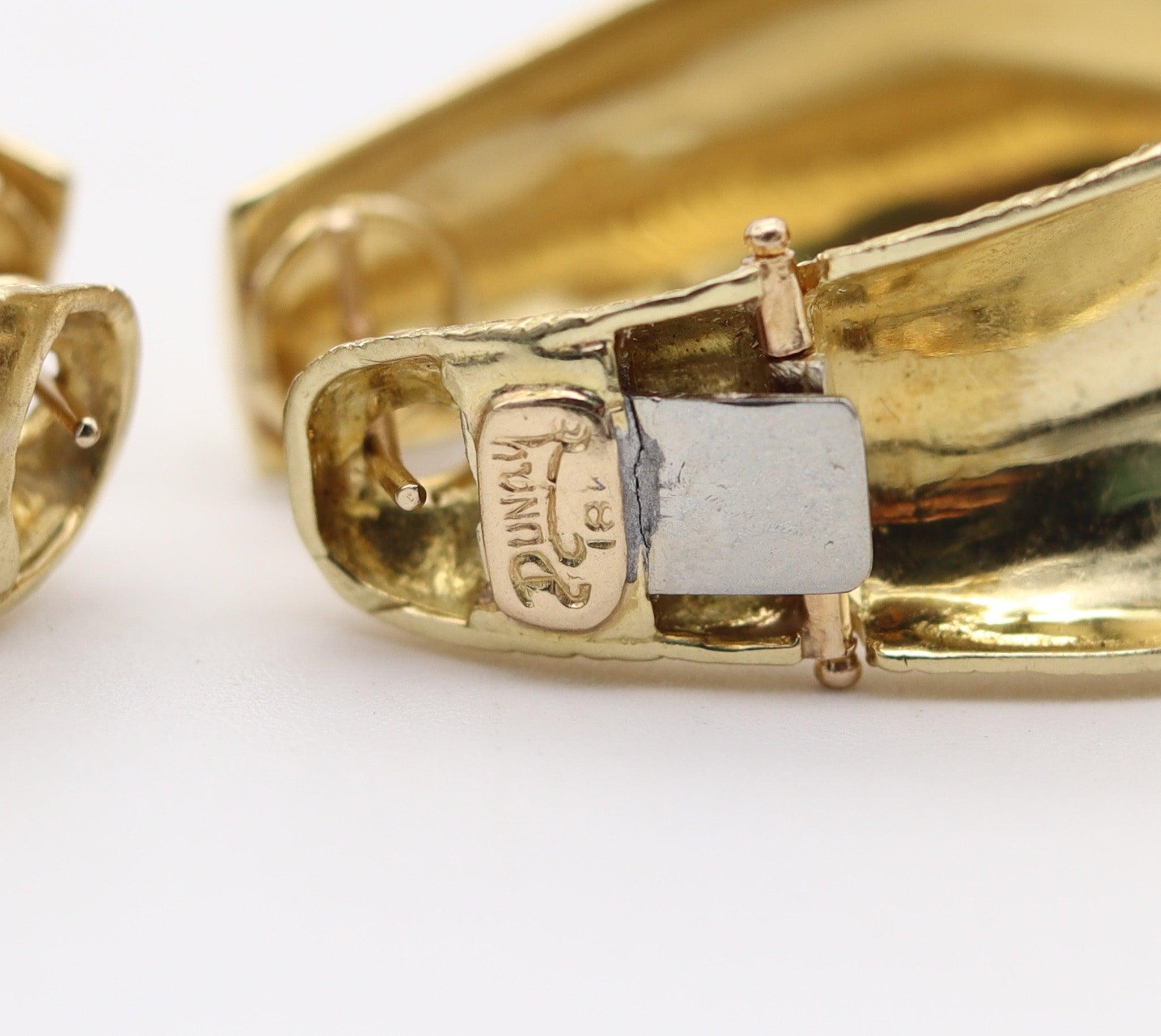HENRY DUNAY 1980 New York Faceted Hoops Earrings In Solid 18Kt Yellow Gold For Sale 1