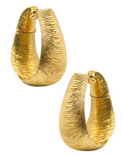 HENRY DUNAY 1980 New York Boucles d'oreilles à facettes en or jaune massif 18 carats