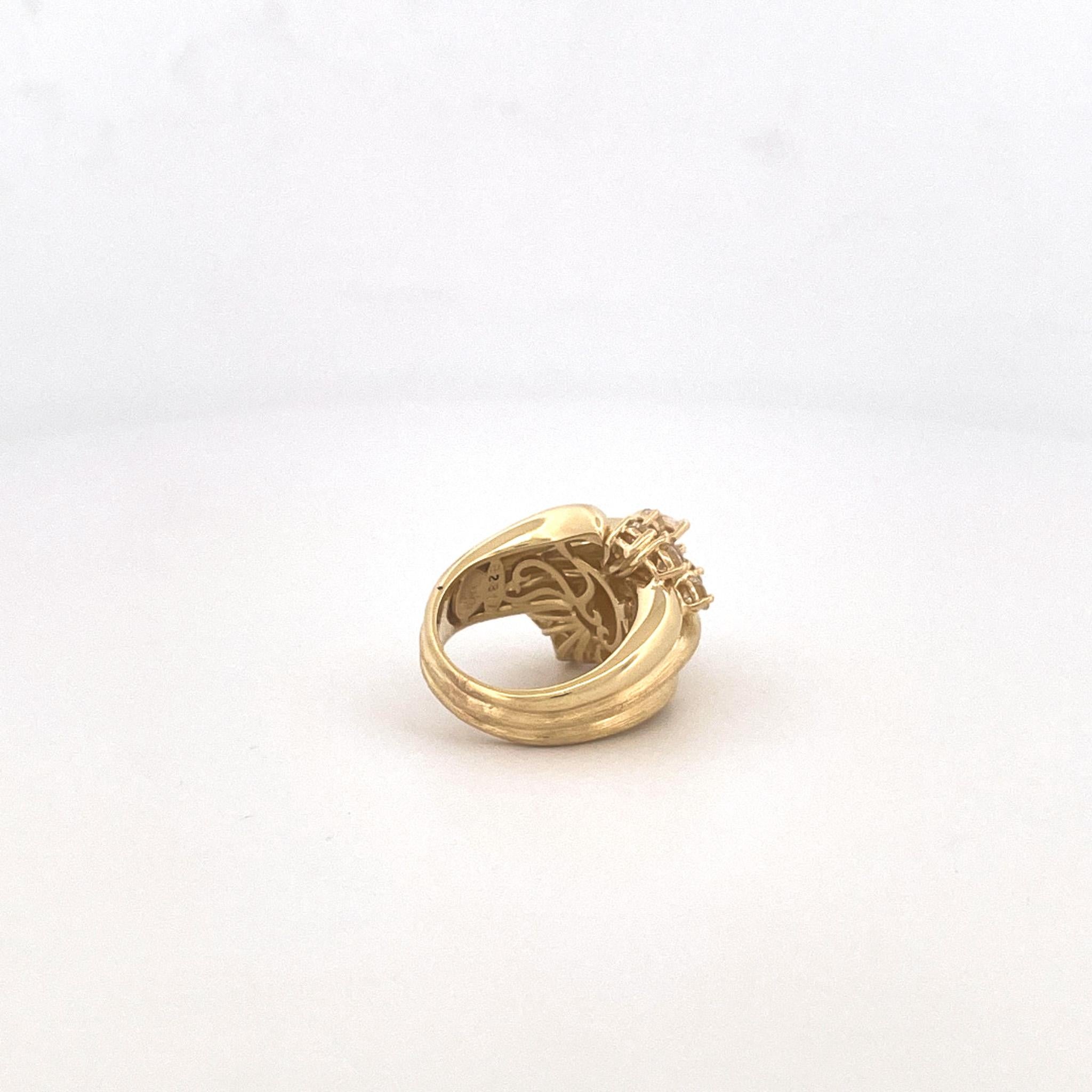 Women's Henry Dunay 1980s 18k Yellow Gold Diamond Knot Ring For Sale