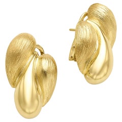 Henry Dunay 1980s 18k Yellow Gold Sabe Finish Earrings