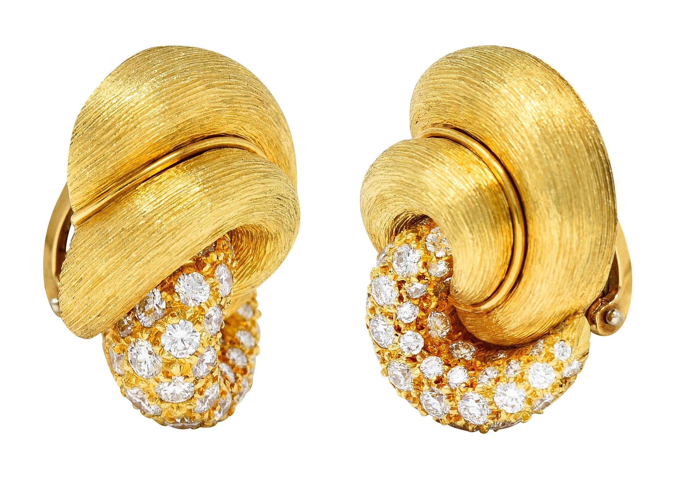 Henry Dunay 2.00 Carats Diamond 18 Karat Gold Sabi Ear-Clip Earrings 1