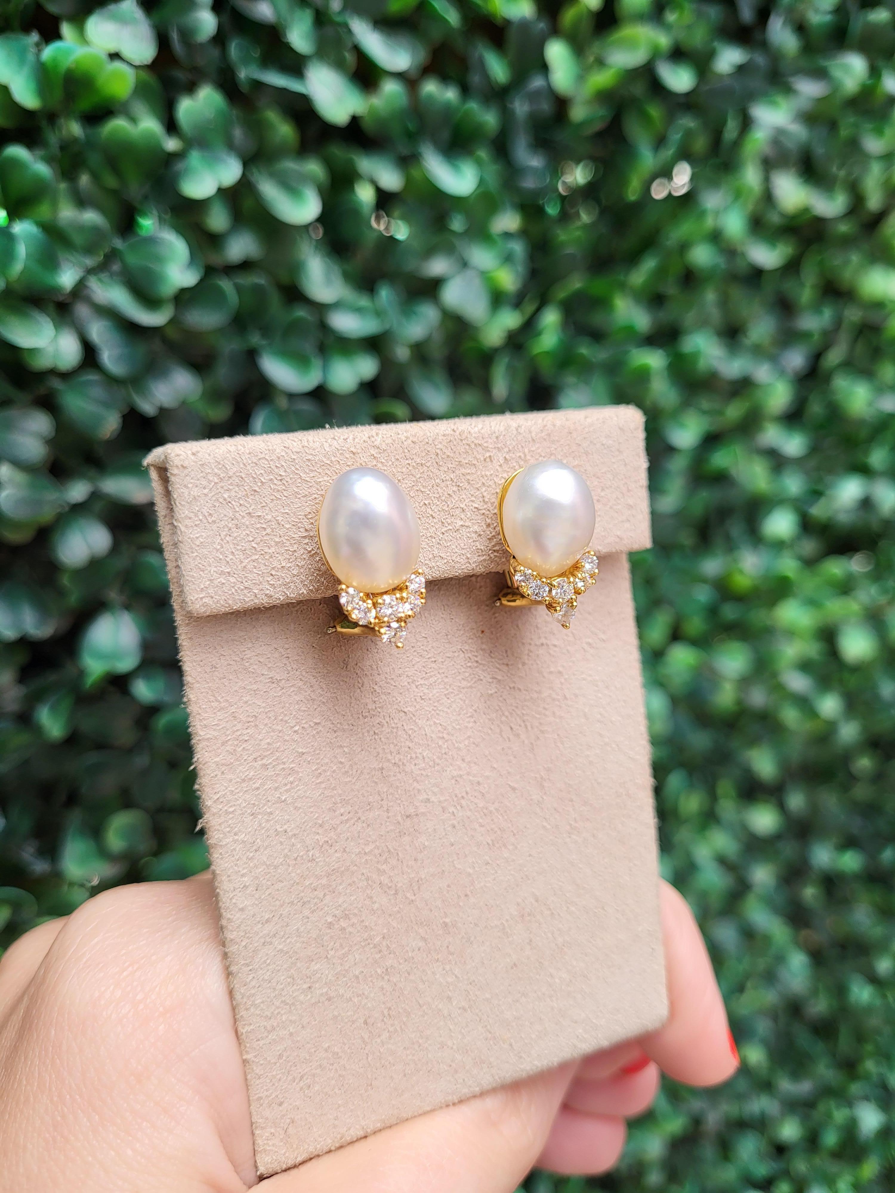 Henry Dunay Baroque Cultured Pearl & Diamond Earrings For Sale 7