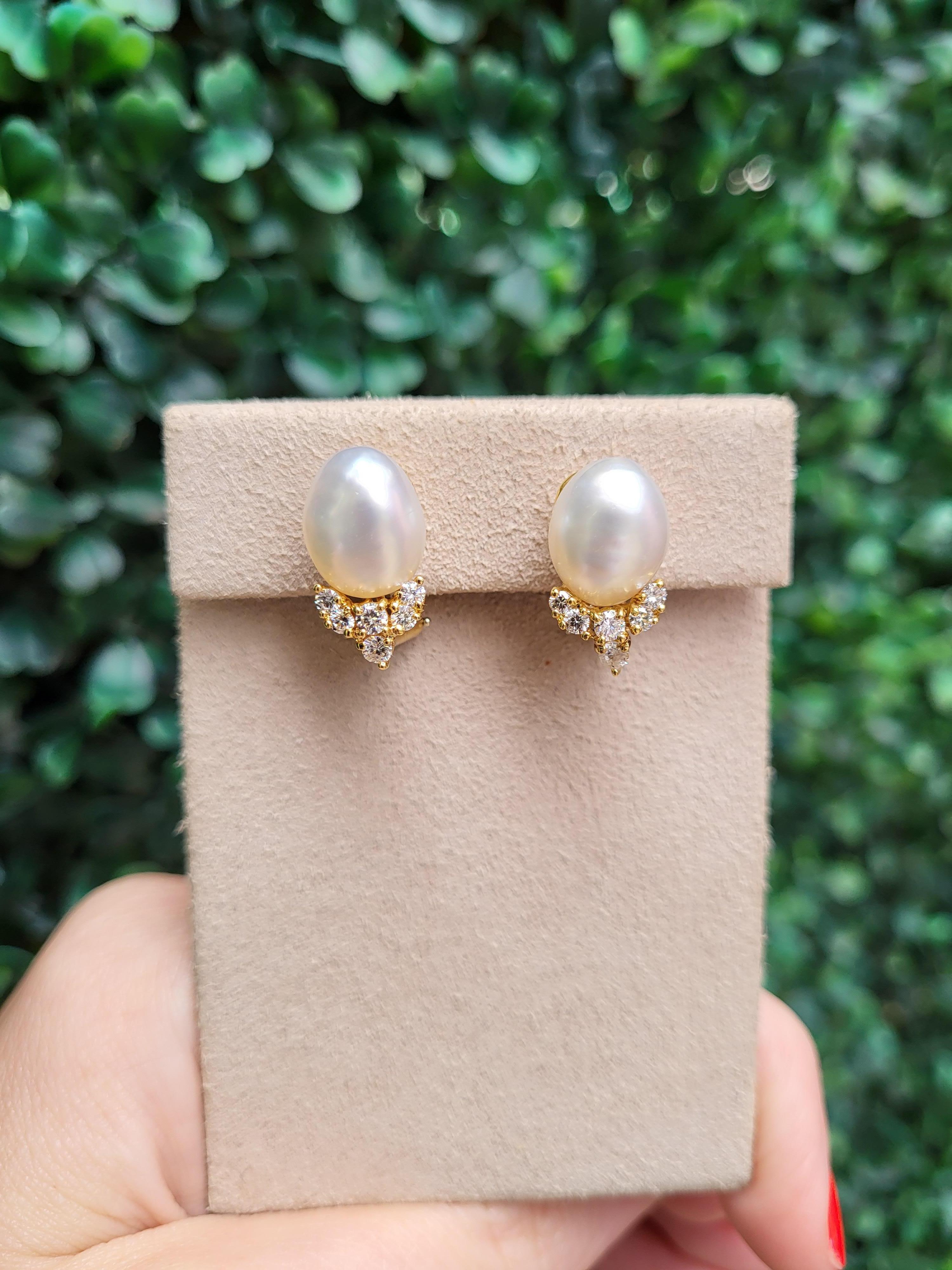 Henry Dunay Baroque Cultured Pearl & Diamond Earrings For Sale 12
