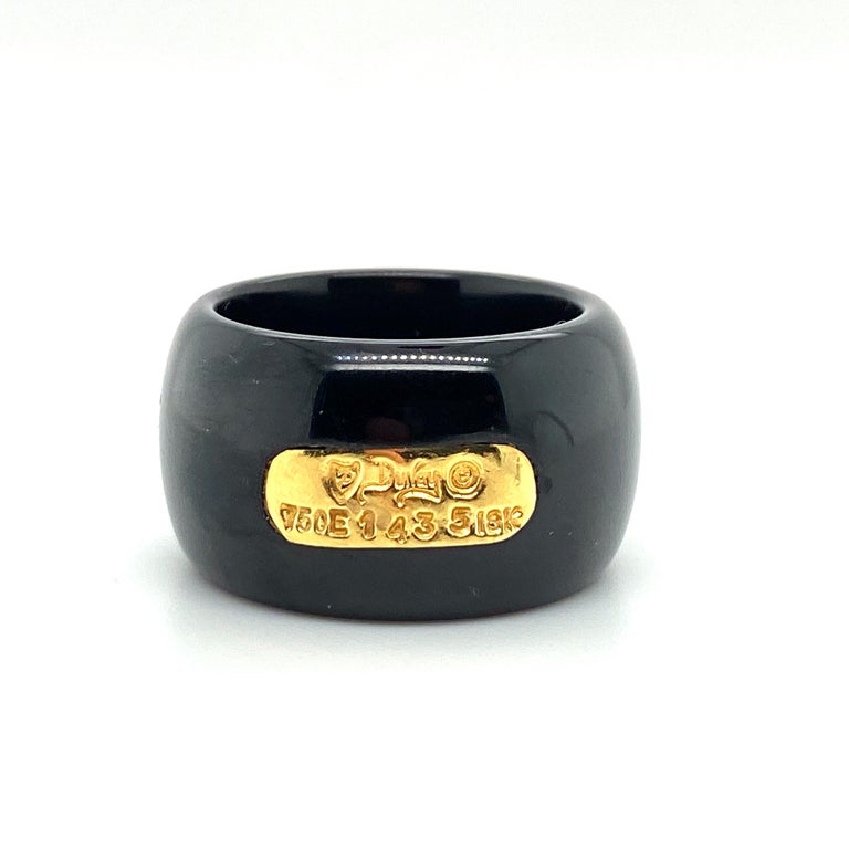 Women's or Men's Henry Dunay Black Jade, Gold and Diamond Band Ring For Sale
