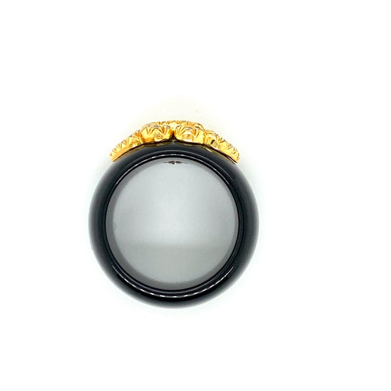 Henry Dunay Black Jade, Gold and Diamond Band Ring For Sale 1