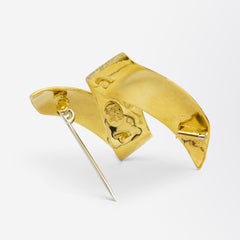 Henry Dunay Brushed 18 Karat Gold Brooch Pin