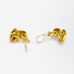 Henry Dunay Brushed 18 Karat Gold Ear Clips