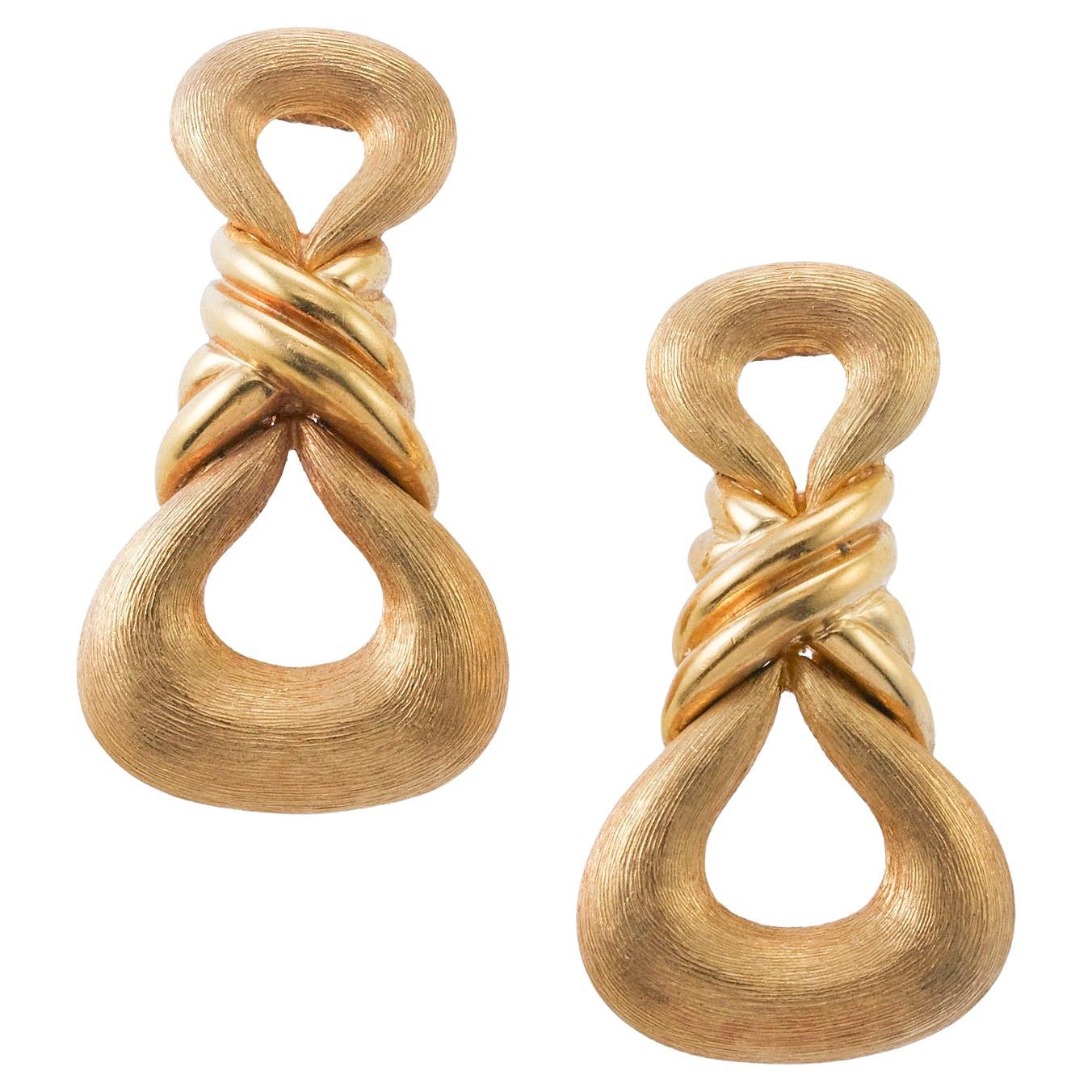 Henry Dunay Brushed Finish Gold Knot Earrings