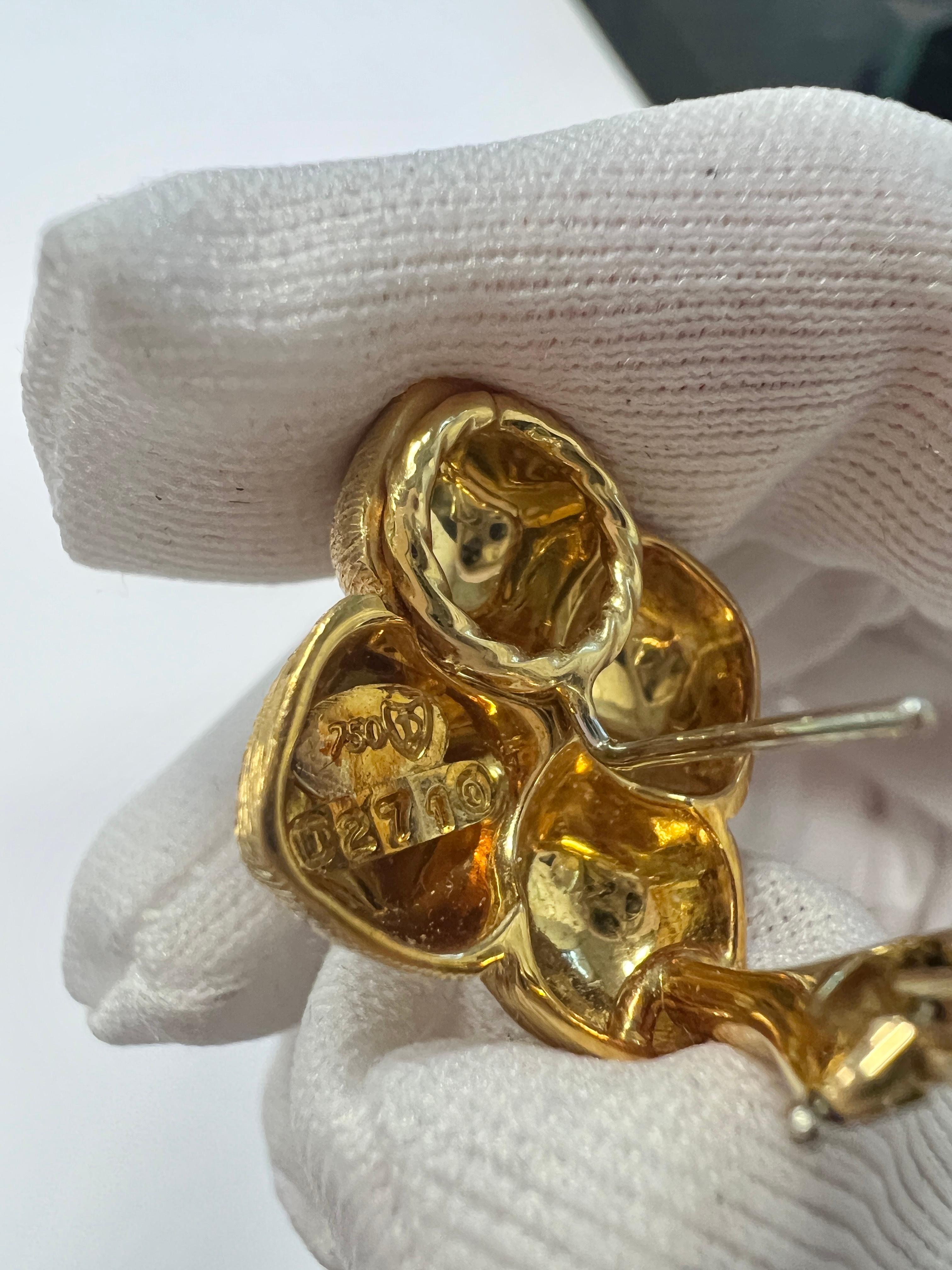 Henry Dunay Brushed Finish Yellow Gold Earrings For Sale 6