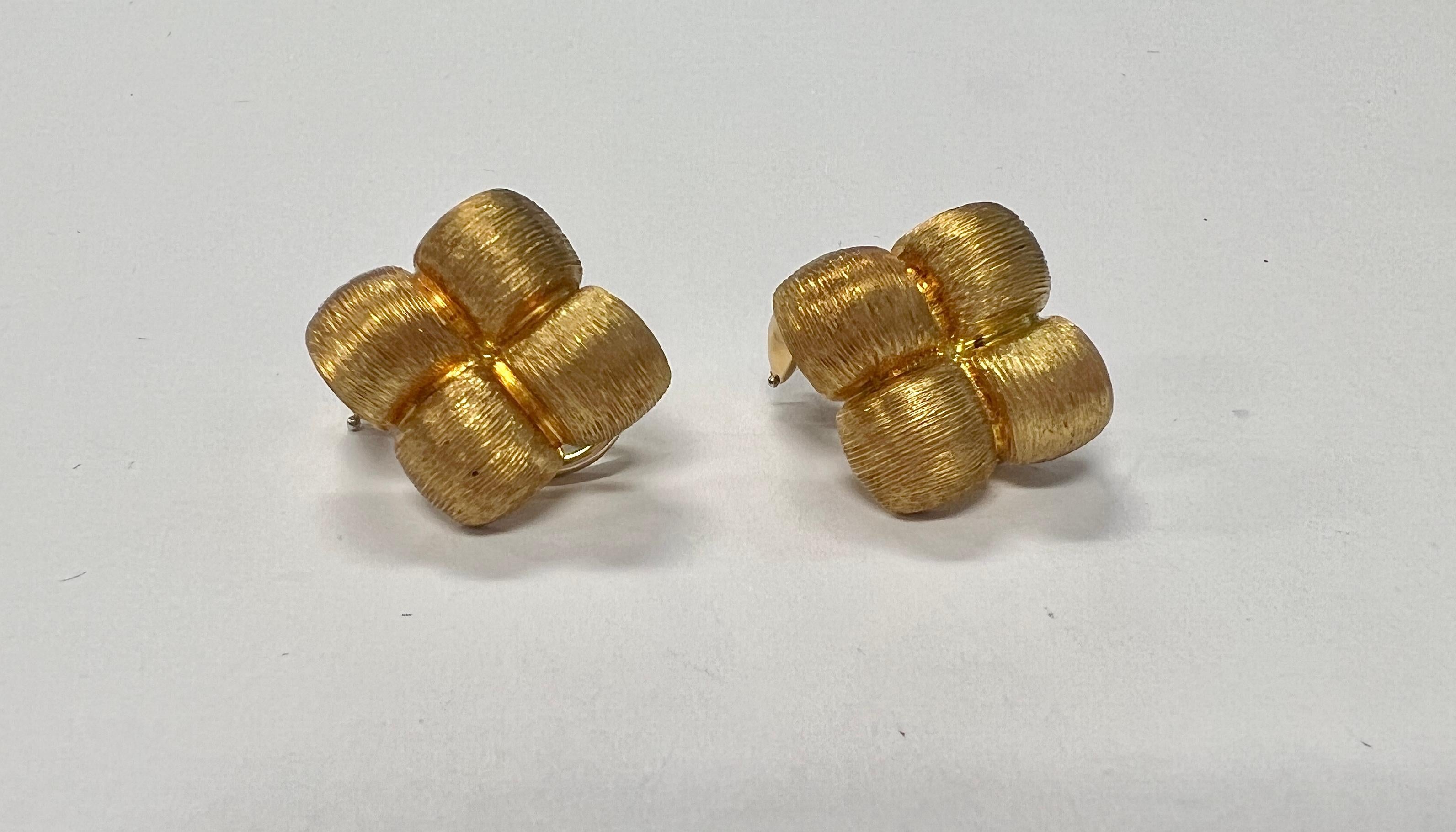 Henry Dunay Brushed Finish Yellow Gold Earrings For Sale 2