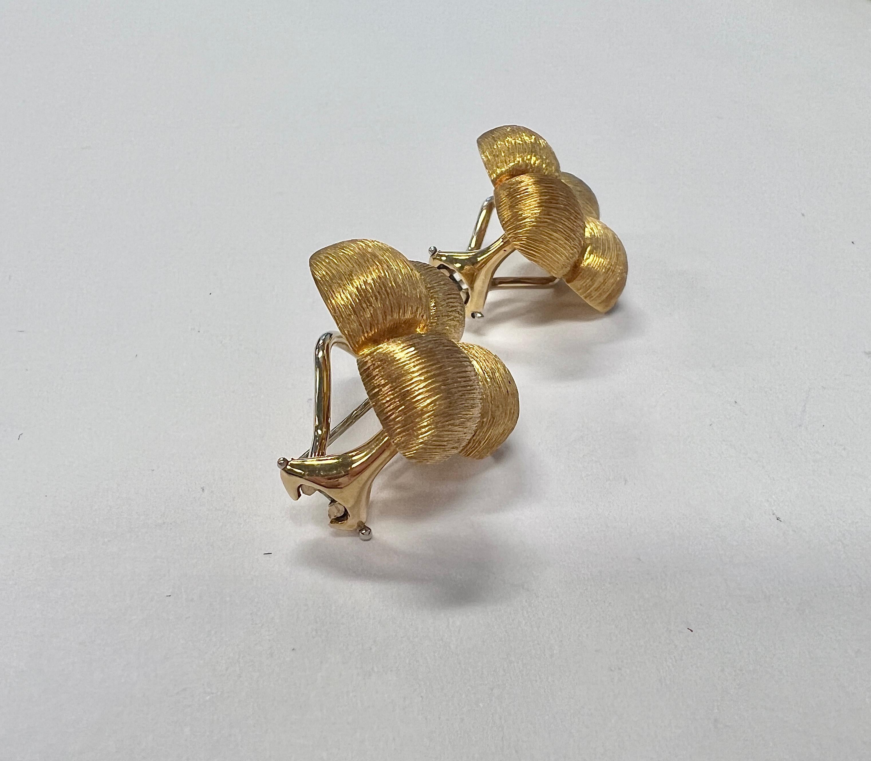 Henry Dunay Brushed Finish Yellow Gold Earrings For Sale 3