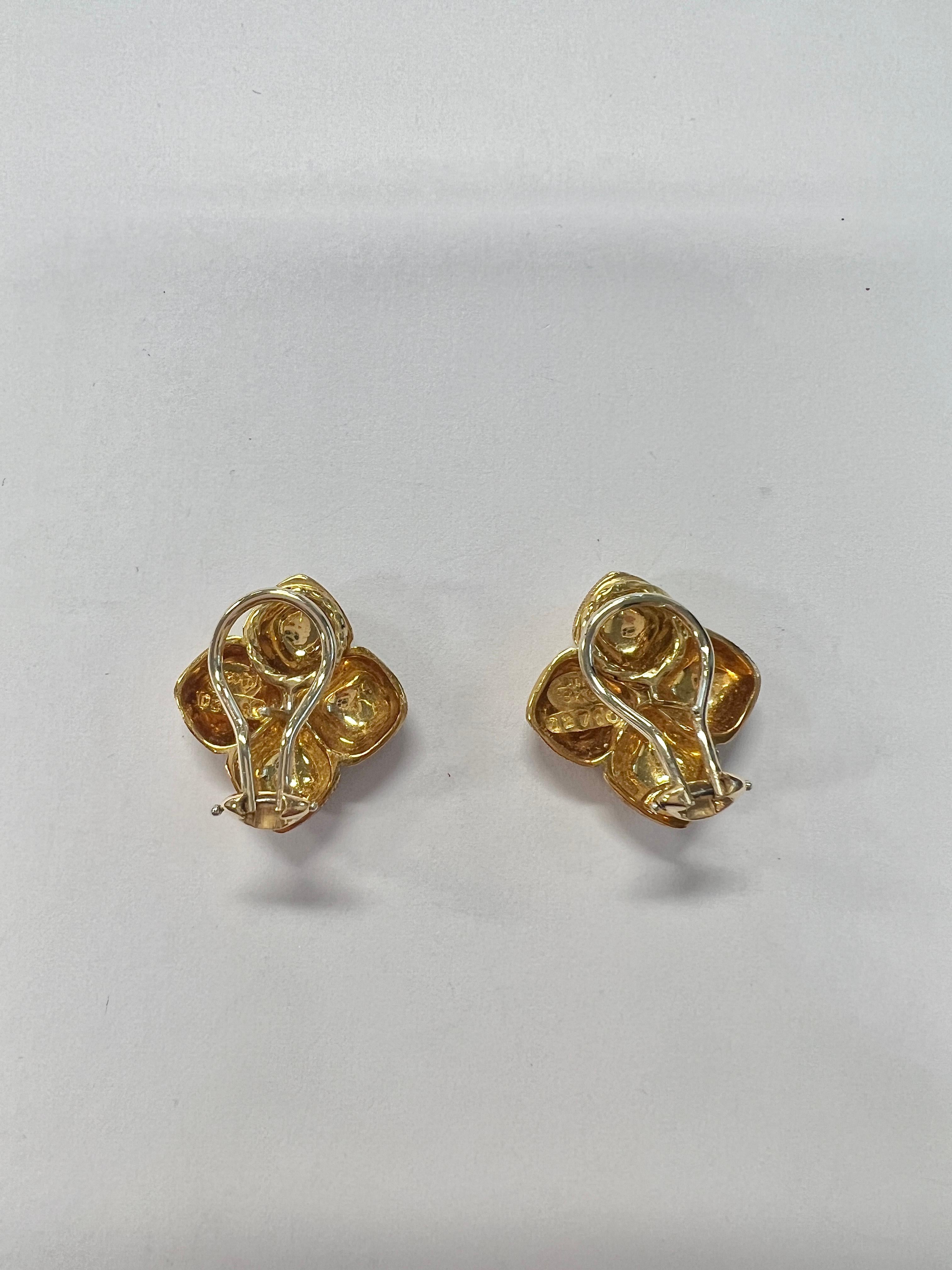 Henry Dunay Brushed Finish Yellow Gold Earrings For Sale 4