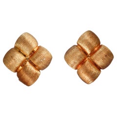 Henry Dunay Brushed Finish Yellow Gold Earrings