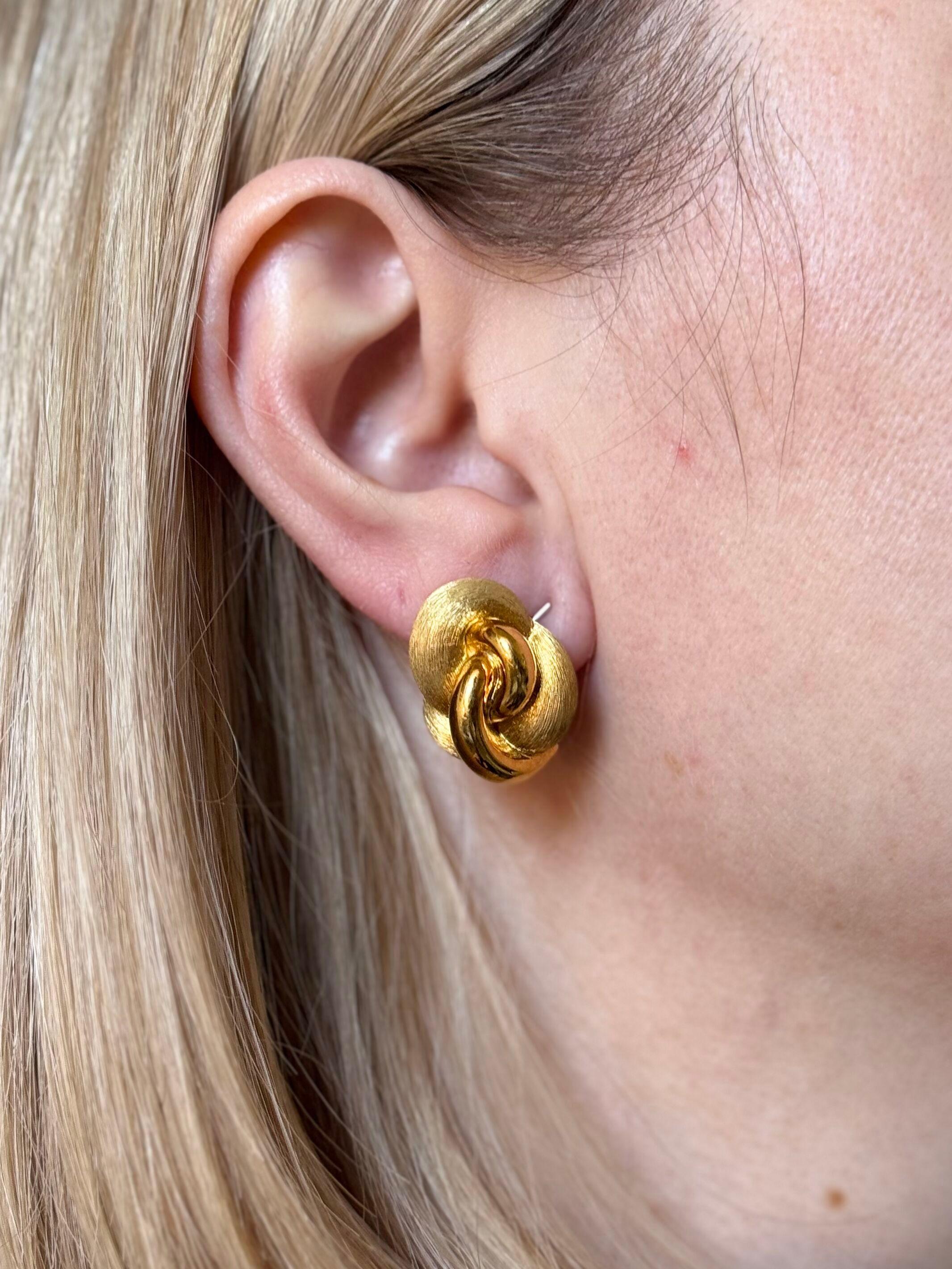 Henry Dunay 'sabi' Finish 18k Yellow Gold Knot Earrings For Sale 1