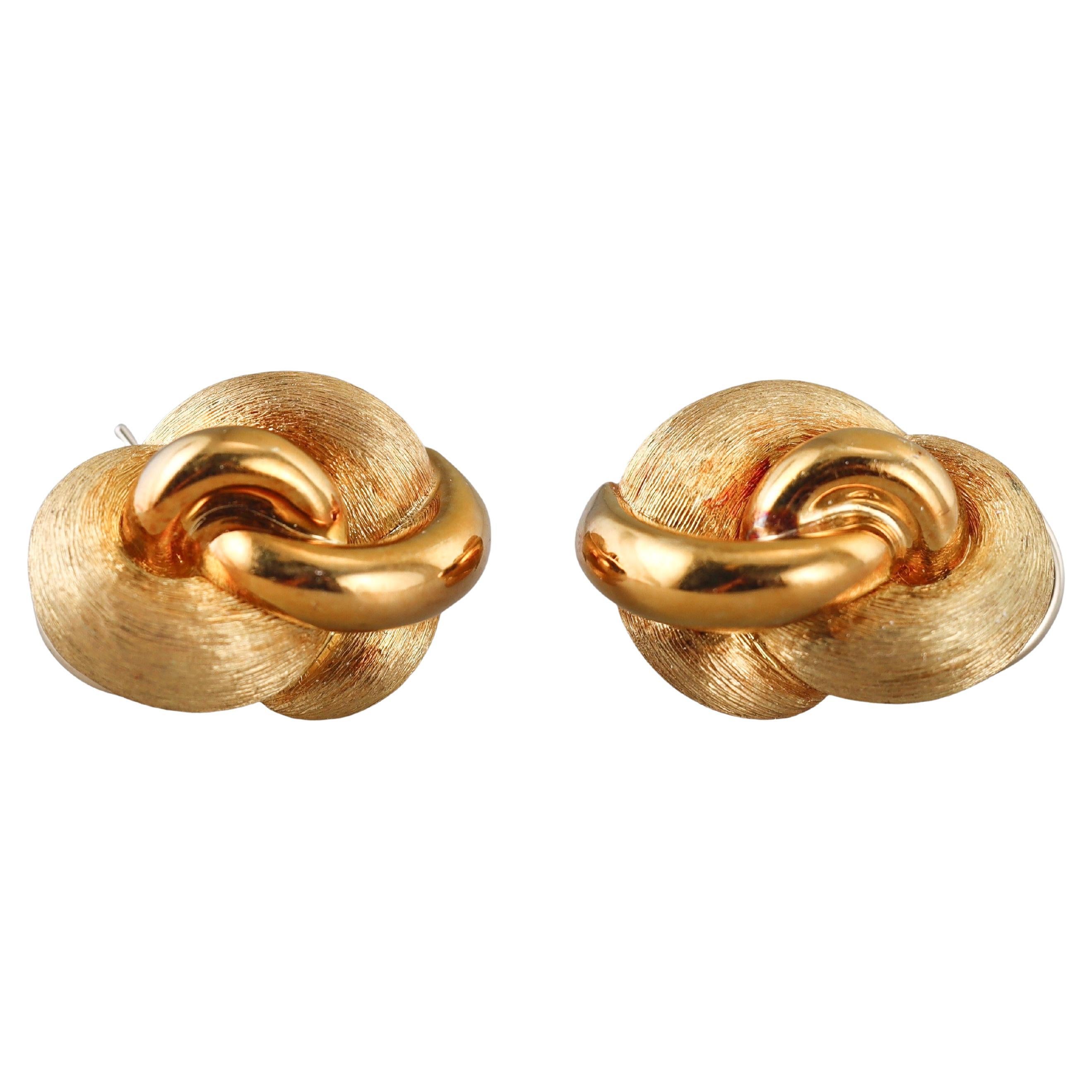 Henry Dunay 'sabi' Finish 18k Yellow Gold Knot Earrings For Sale