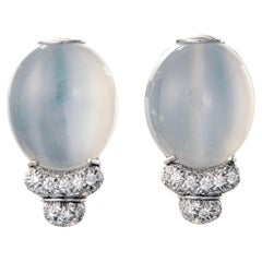 Henry Dunay Cat's Eye Moonstone Diamond Earrings