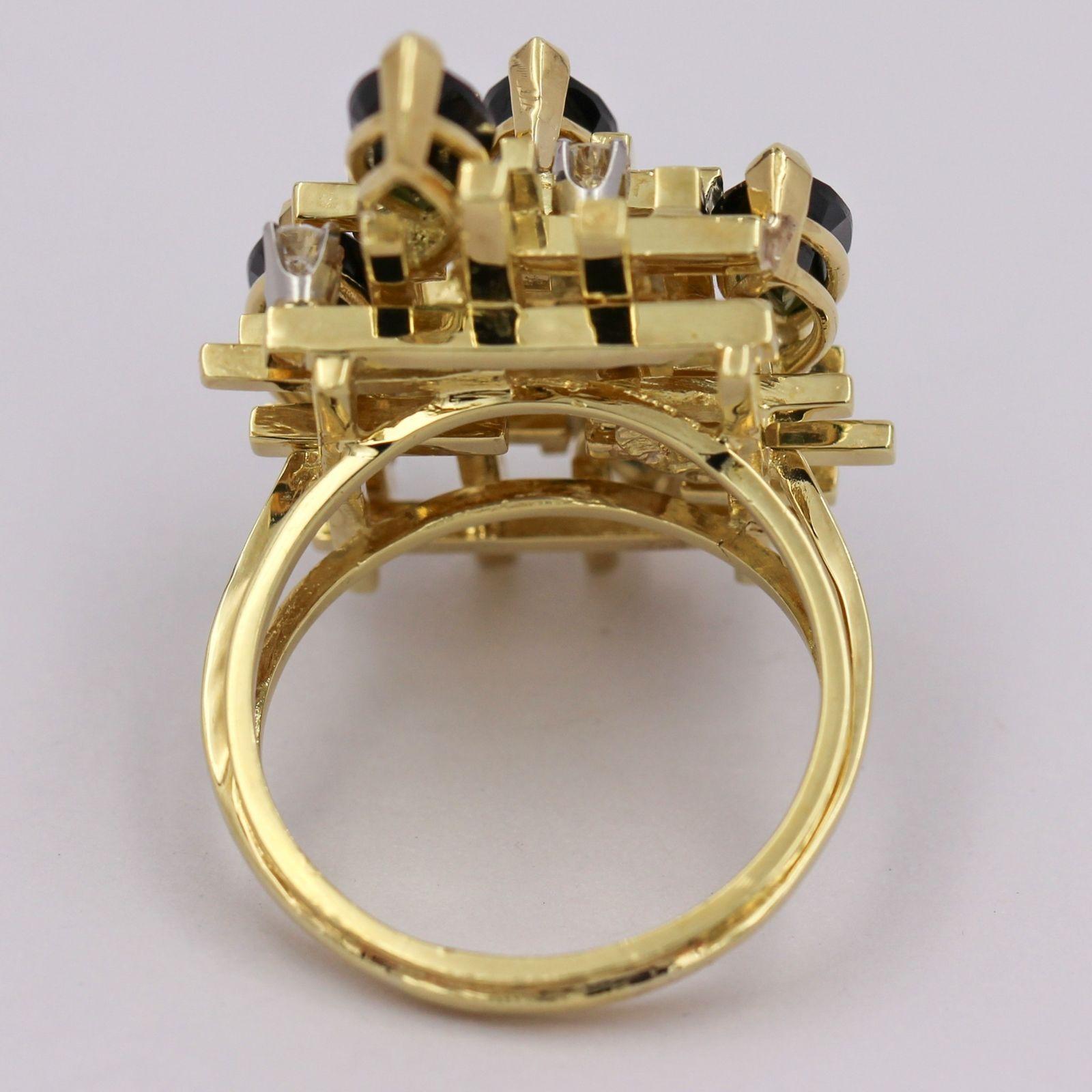 Women's Henry Dunay Chrome Tourmaline and Diamond 18 Karat Yellow Gold Cocktail Ring For Sale