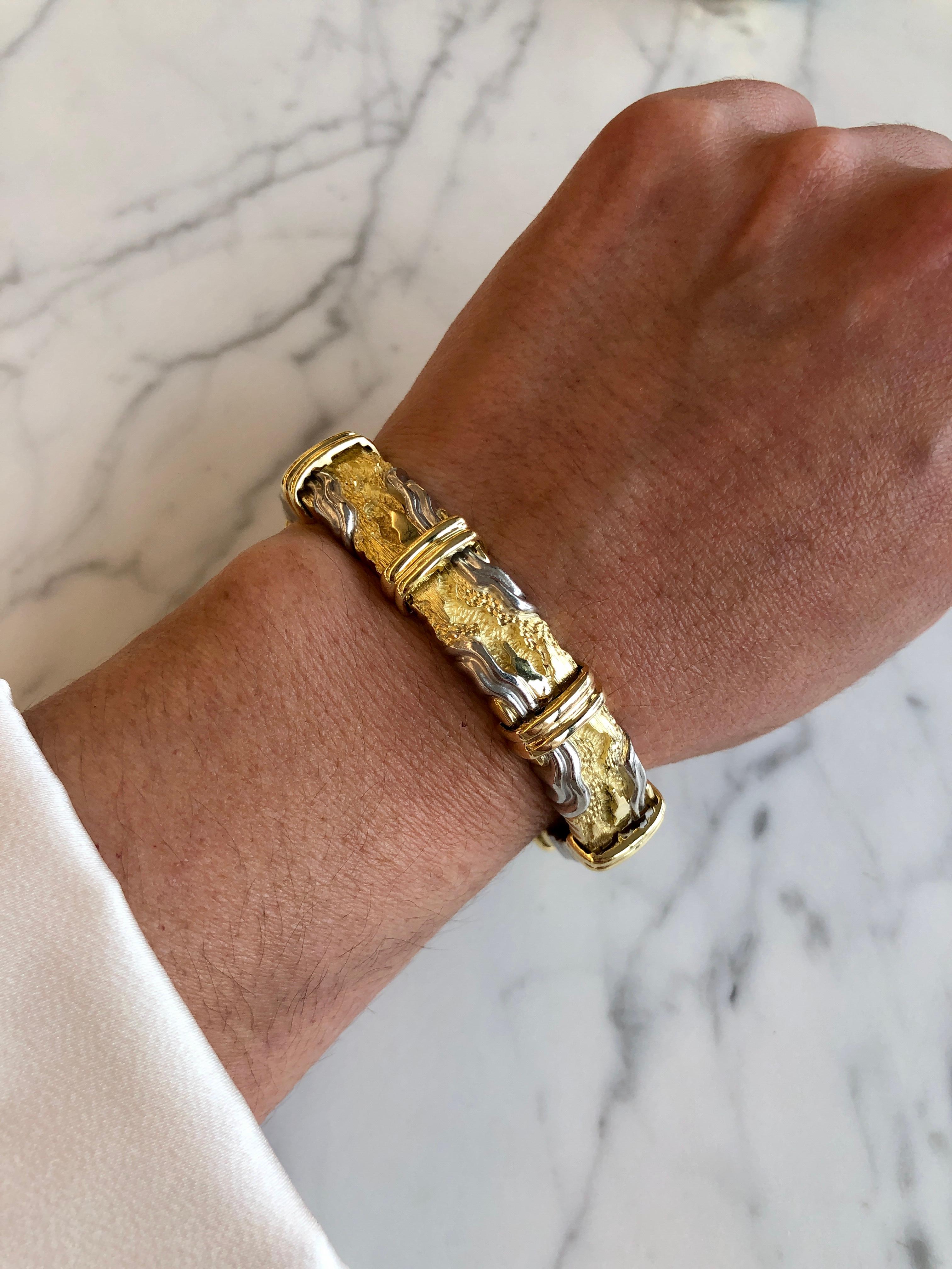 Henry Dunay Cinnabar Bracelet in 18K Gold and Platinum For Sale 1