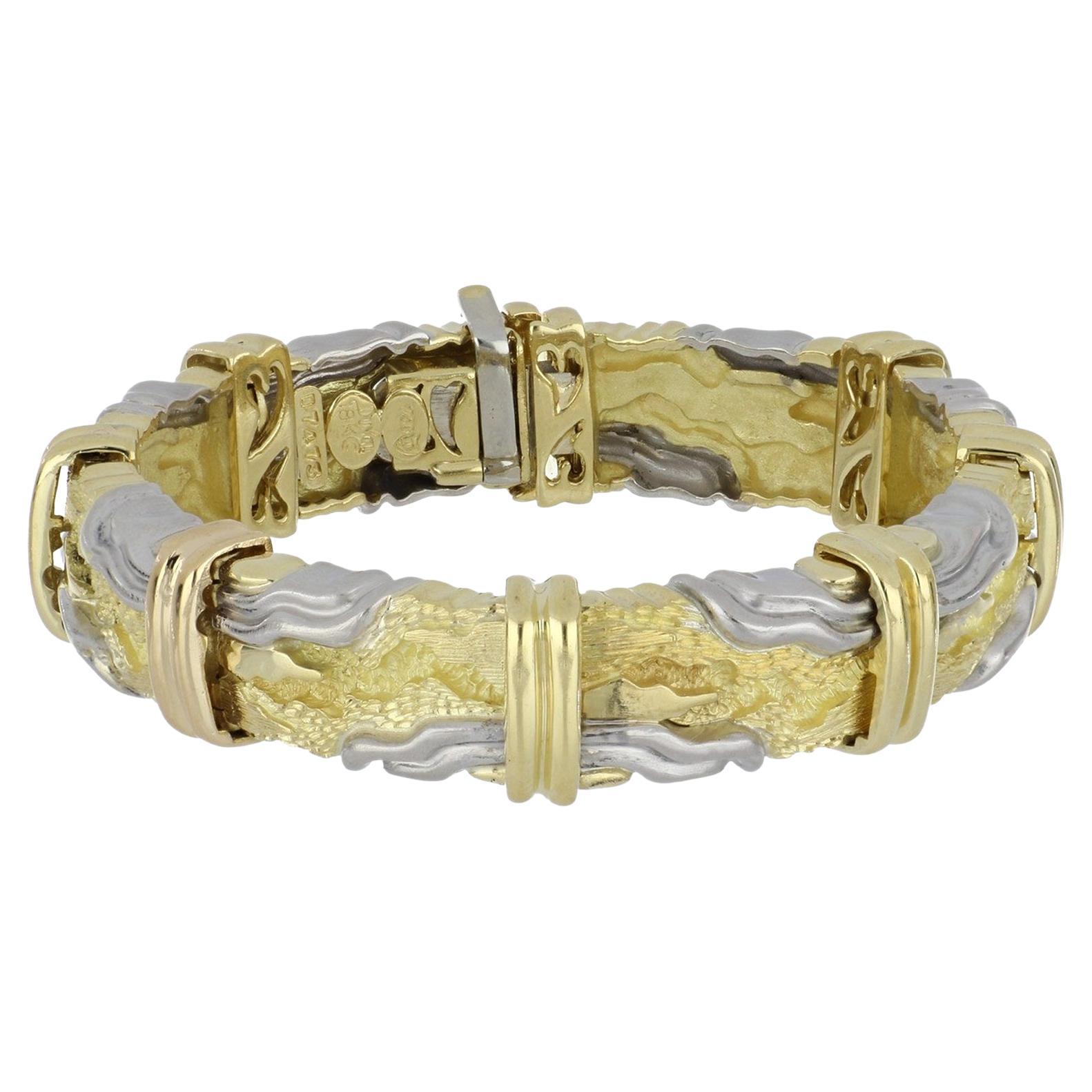 Henry Dunay Cinnabar Bracelet in 18K Gold and Platinum For Sale