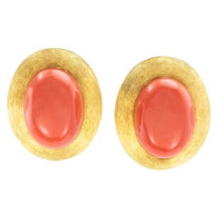 Henry Dunay Coral Yellow Gold Sabi Clip On Earrings