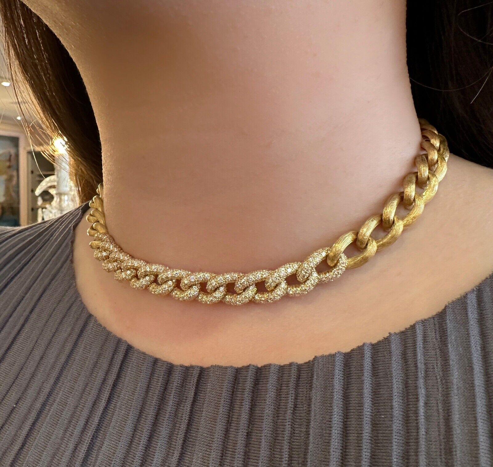 Henry Dunay Curb Diamond Sabi Link Necklace in 18k Yellow Gold In Excellent Condition For Sale In La Jolla, CA