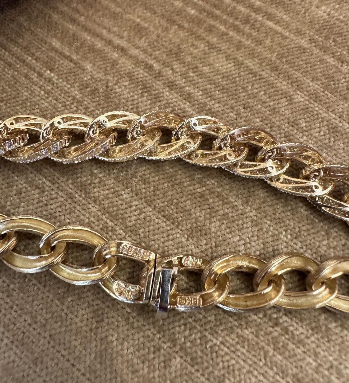 Henry Dunay Curb Diamond Sabi Link Necklace in 18k Yellow Gold For Sale 3