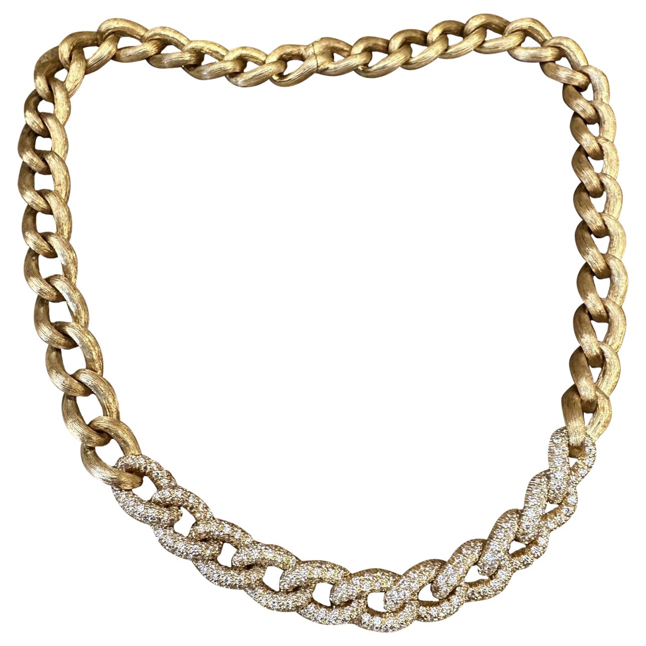 Collar Henry Dunay Curb Diamond Sabi Link de oro amarillo de 18k