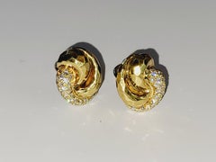 Henry Dunay Diamond and Gold Knot Earrings in 18K Yellow Gold