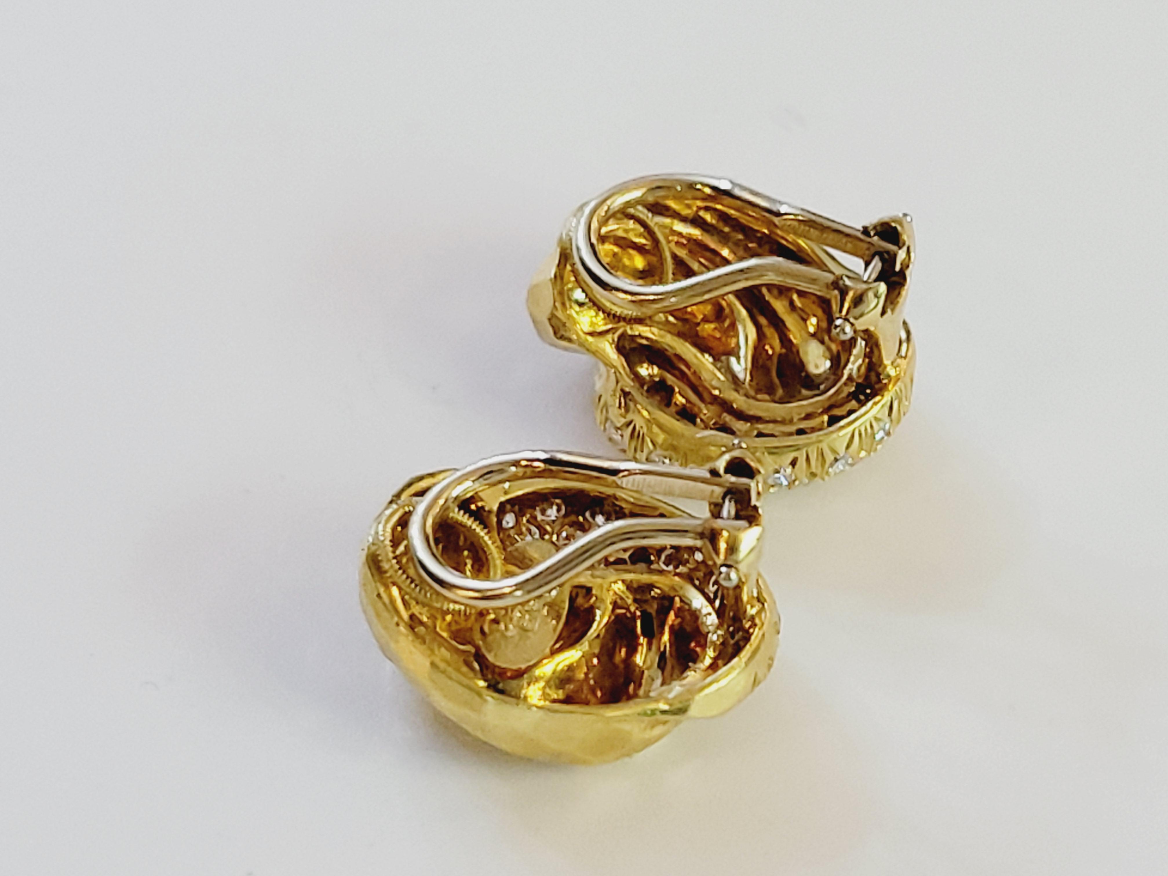 Artist Henry Dunay Diamond and Gold Knot Earrings For Sale