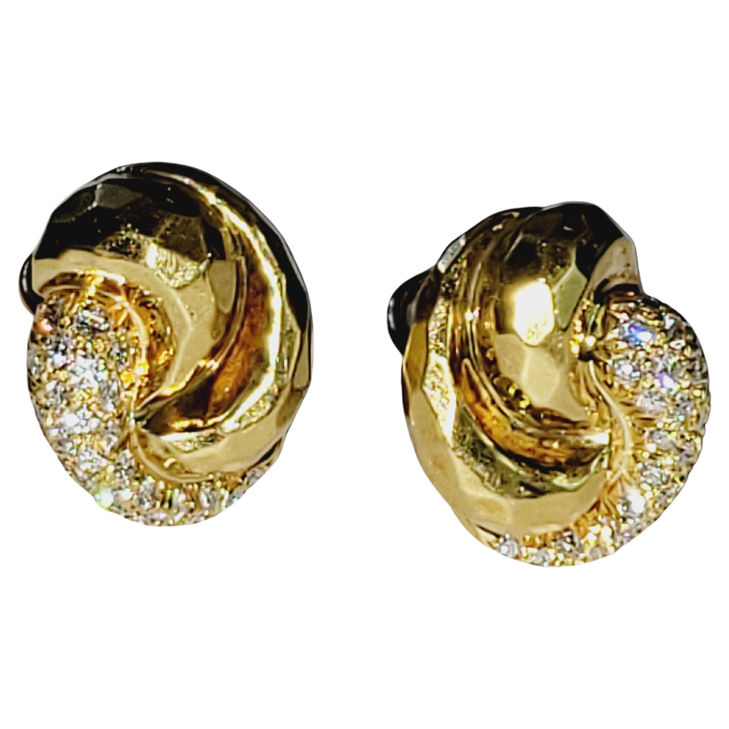 Henry Dunay Diamond and Gold Knot Earrings For Sale