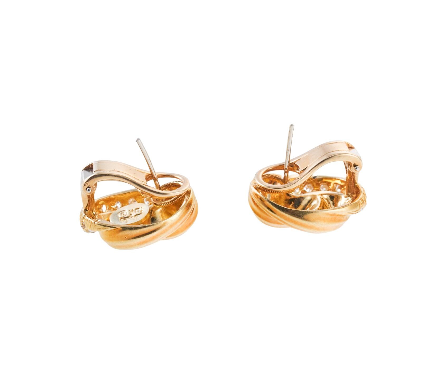 Henry Dunay Diamond Gold Earrings For Sale 7