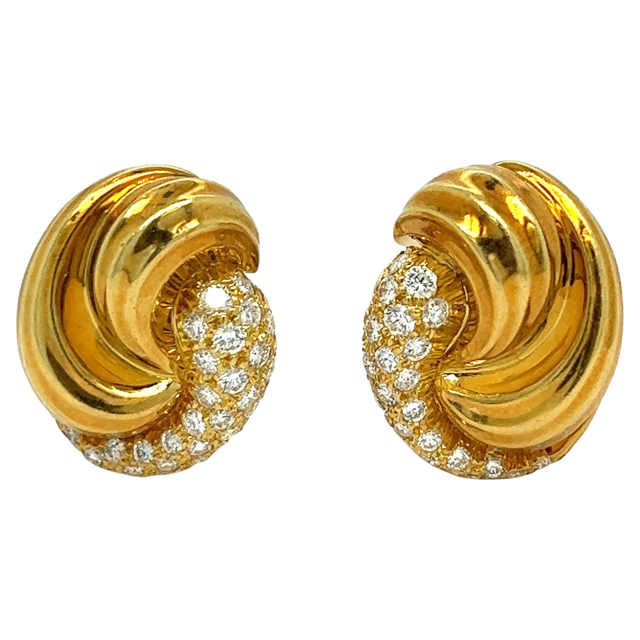 Henry Dunay Diamond Gold Earrings For Sale