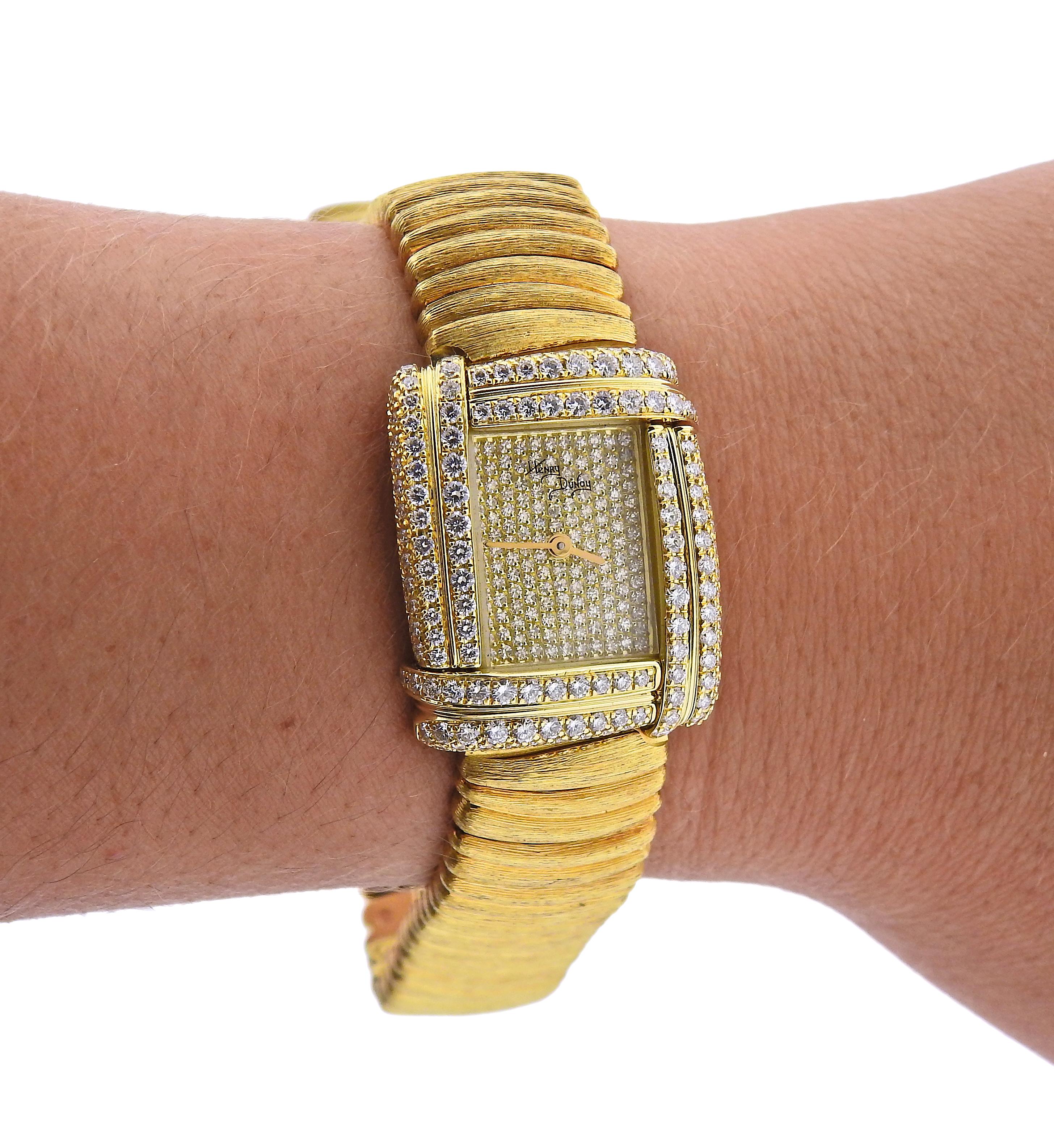 Round Cut Henry Dunay Diamond Gold Watch Bracelet
