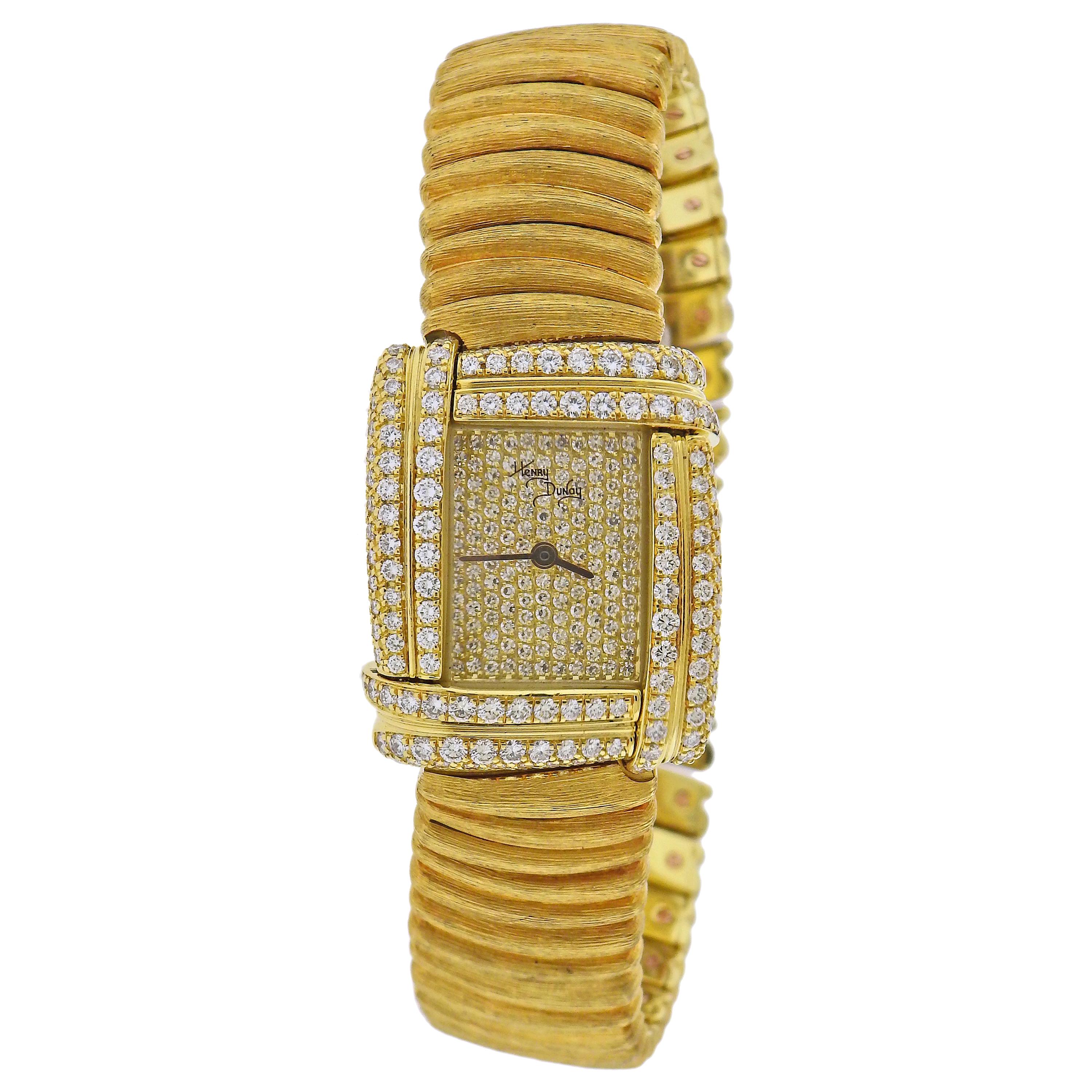 Henry Dunay Diamond Gold Watch Bracelet