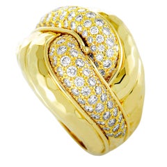 Henry Dunay Diamond Pavé Yellow Gold Bombe Ring