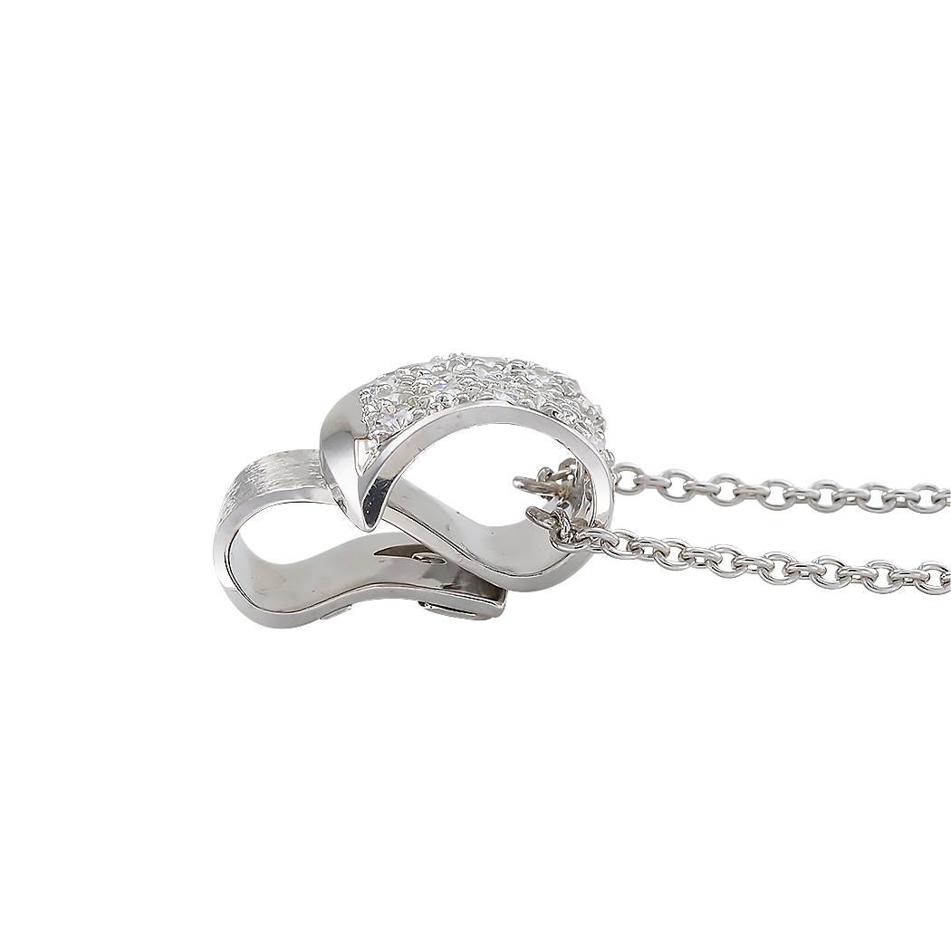 Round Cut Henry Dunay Diamond Platinum Pendant Necklace For Sale