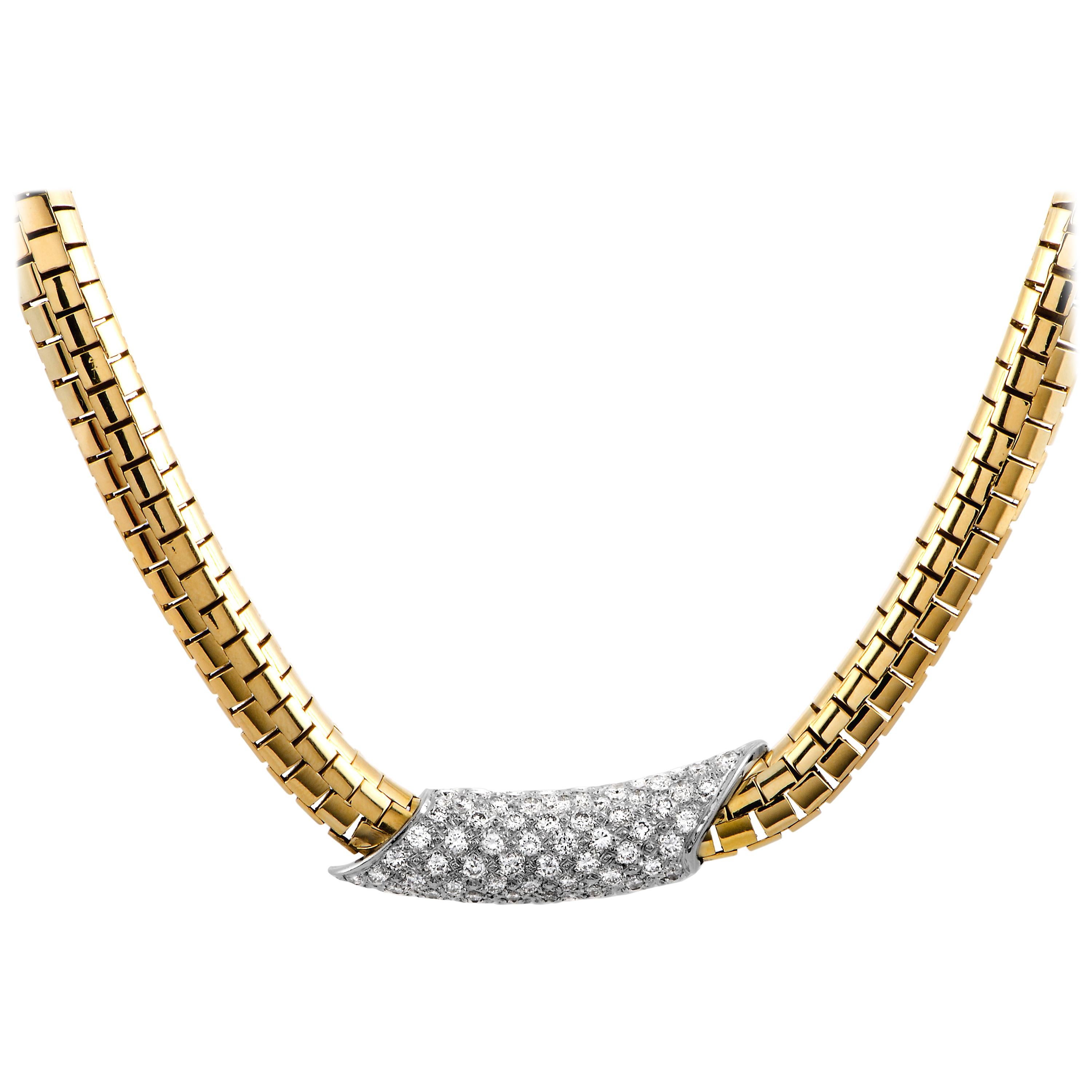 Henry Dunay Diamond Yellow Gold and Platinum Collar Necklace