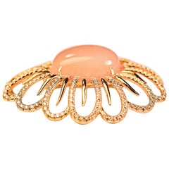 Henry Dunay Diamond Yellow Gold Floral Brooch