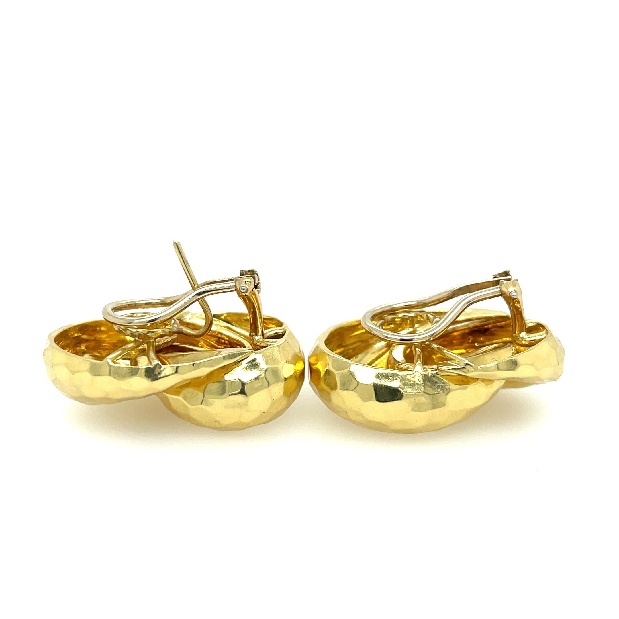 Henry Dunay Double Loop Earrings 18k Yellow Gold In Good Condition For Sale In Dallas, TX