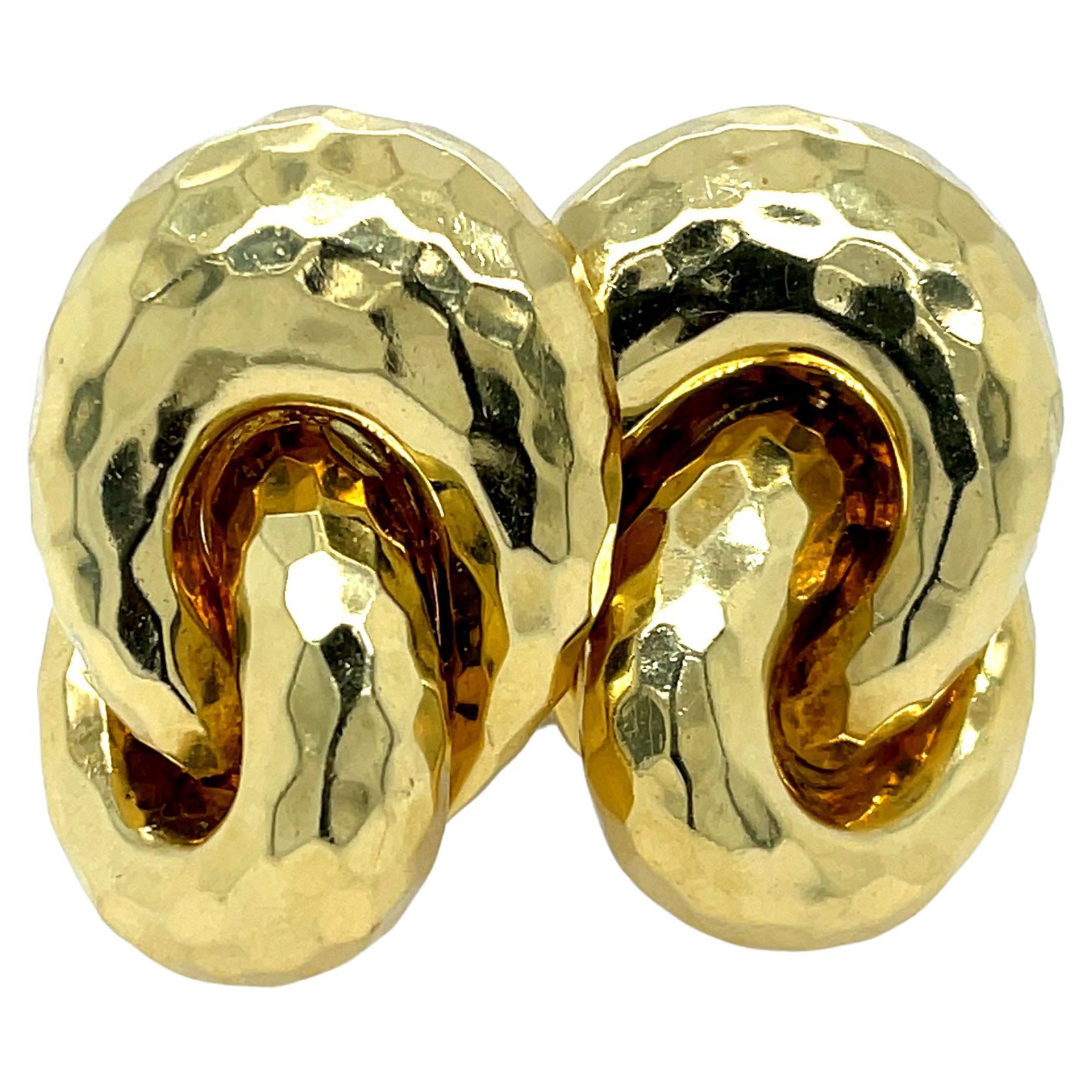 Henry Dunay Double Loop Earrings 18k Yellow Gold For Sale