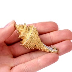 Henry Dunay Estate Yellow Gold Diamond Conch Shell Pin Brooch